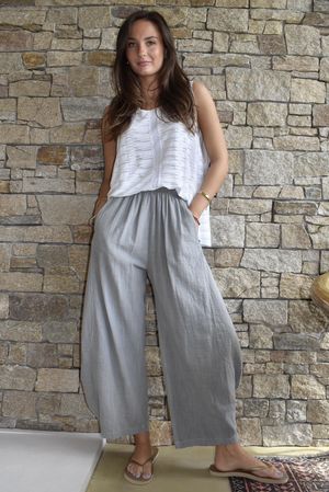 Frame Cotton Vintage Wash Barrel Pant Steel